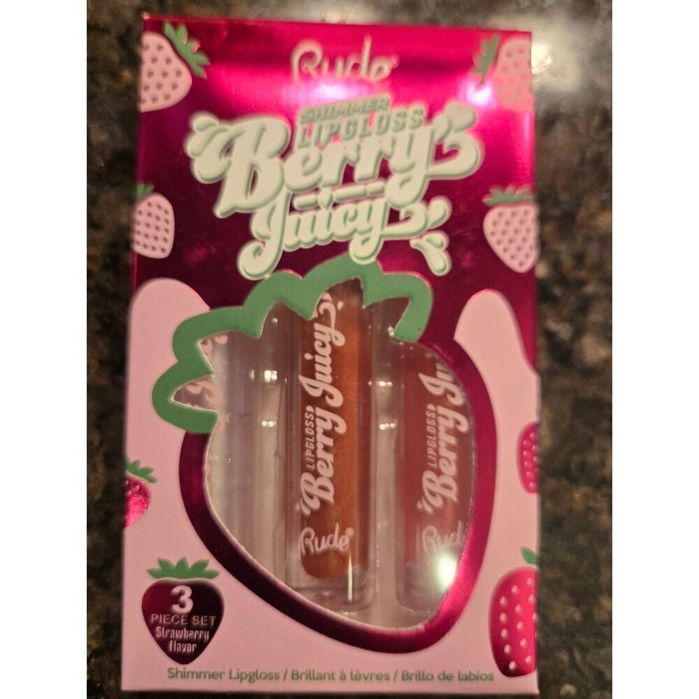 Berry Juicy Lip Gloss Set - Pink , Nude And Clear Shimmer